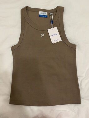 Off-White Women’s Taupe Ribbed Logo Tank